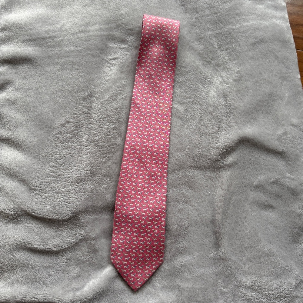 Salvatore Ferragamo Pink Silk Textured Tie